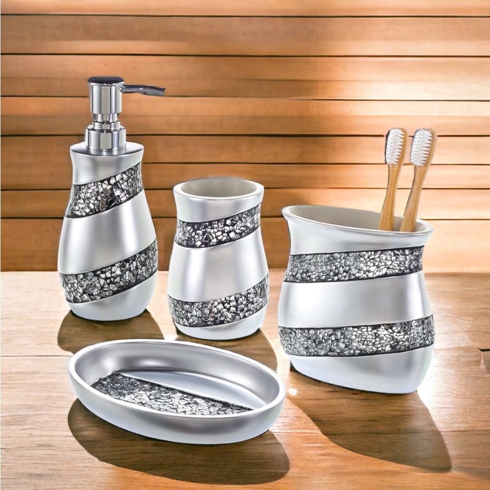 4-Piece Glam Bathroom Accessory Set
